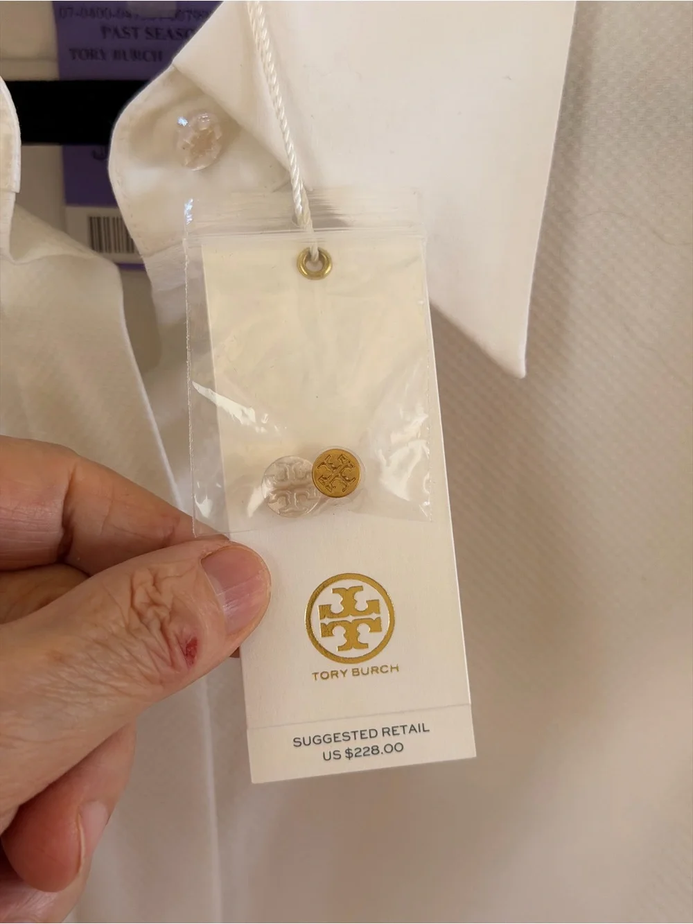 Tory Burch White Cotton Dress Shirt - Spread Collar